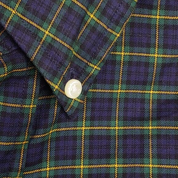 Polo Ralph Lauren Shirt Oxford Men's Small Tartan Blue Plaid LS Button Down - Picture 5 of 7